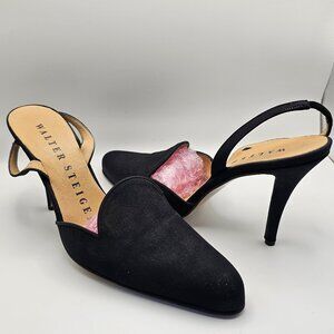 Walter Steiger Women’s Italian Black Slingback Heels – Size 7